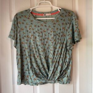SO Green Ruched Short Sleeve T-Shirt